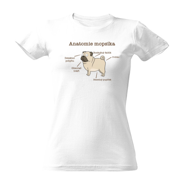 Tričko s potiskem Anatomie mopsíka