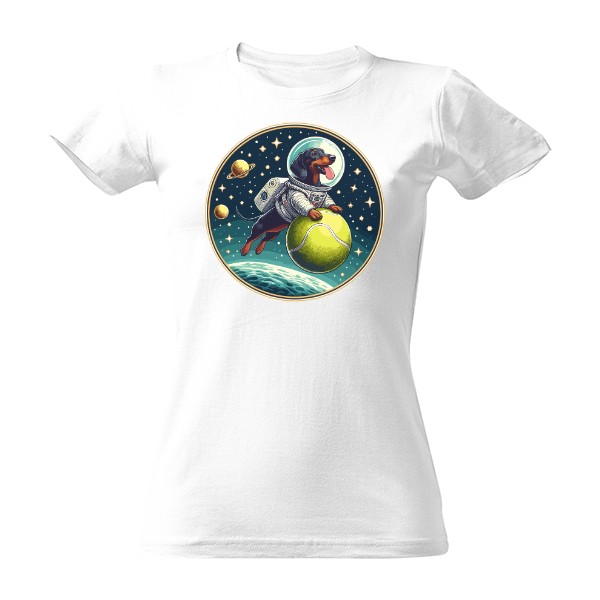 Tričko s potiskem jezevčík kosmonaut